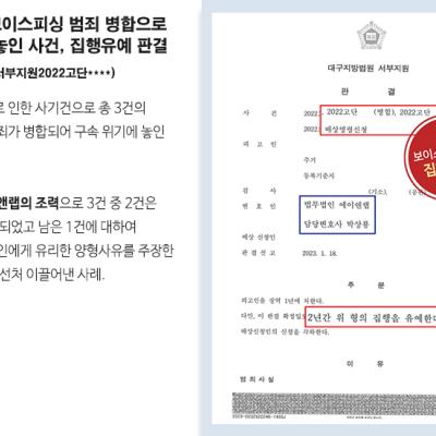 총 3건의 보이스피싱 범죄 병합 사건으로 구속 위기에 놓인 사건, 집행유예 이끌어내